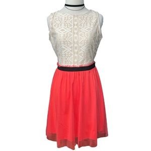 🌬️ Speckles Lace and Taffeta Dress